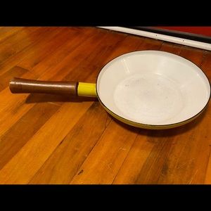 Dansk Danish Yellow Enamel Wood Handle Fry Pan